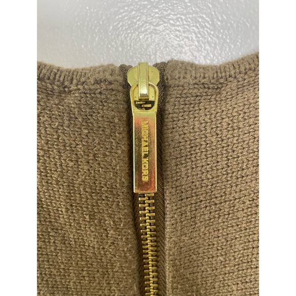 MICHAEL Michael Kors Sweater Long Sleeves Knit Hi-Low Brown Gold Zipper XS - Picture 6 of 11